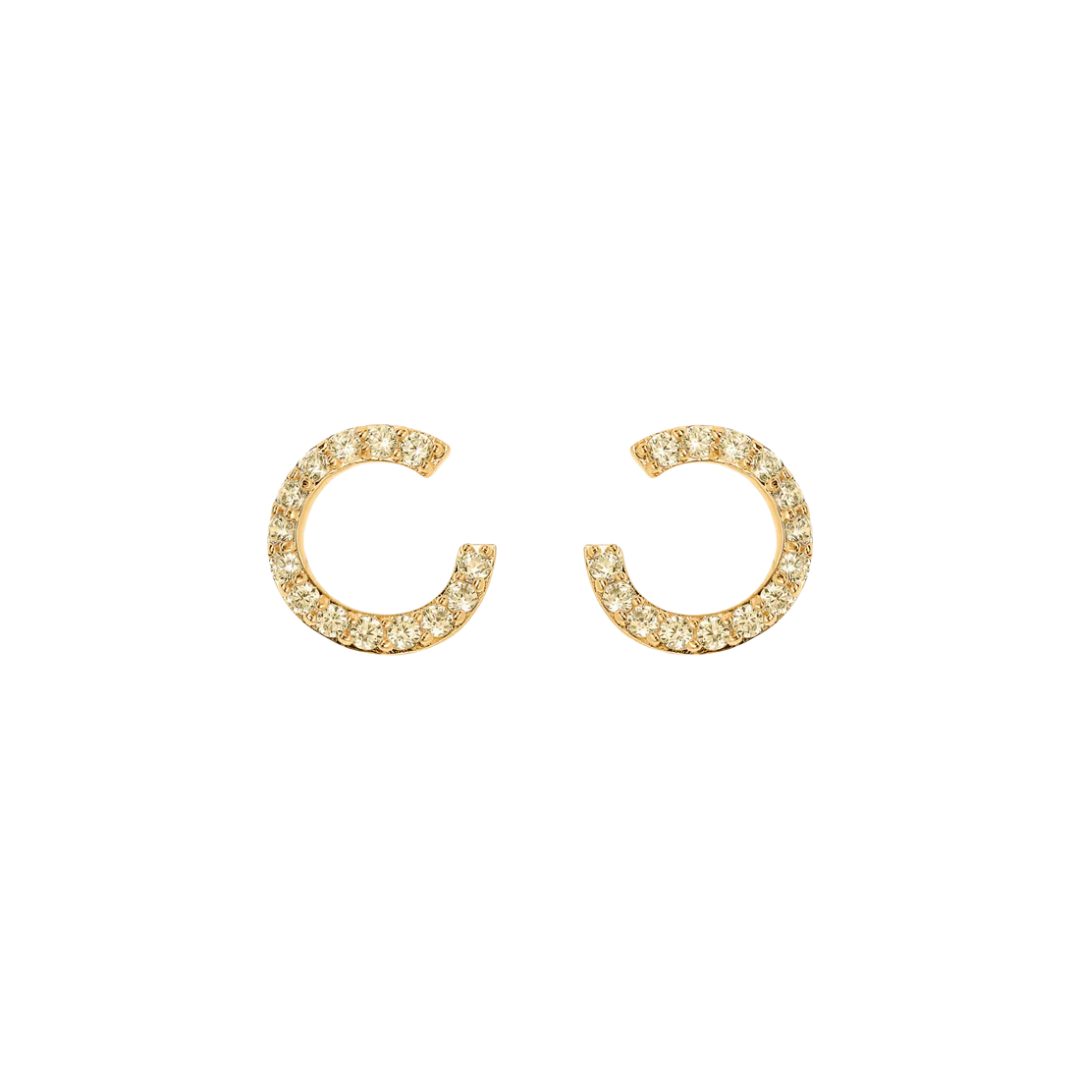 Bronzallure Golden Half-Circle CZ Stud Earrings