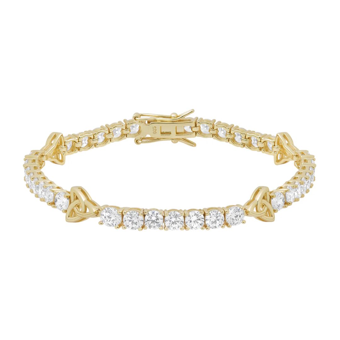Gold Plated Cubic Zirconia Trinty Knot Tennis Bracelet