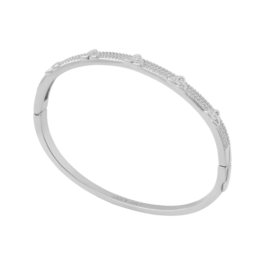 Rhodium Plated Cubic Zirconia Trinity Bangle