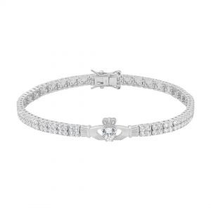 Silver Cladddagh Cubic Zirconia Tennis Bracelet