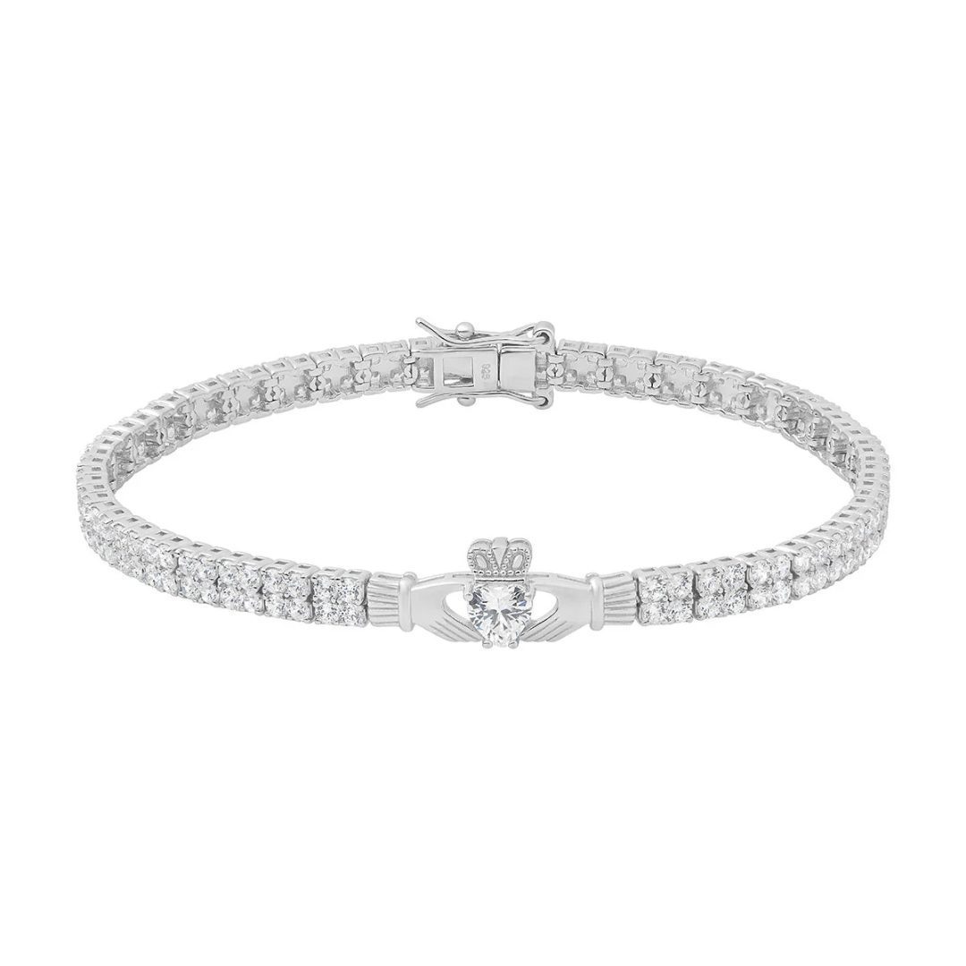 Silver Cladddagh Cubic Zirconia Tennis Bracelet