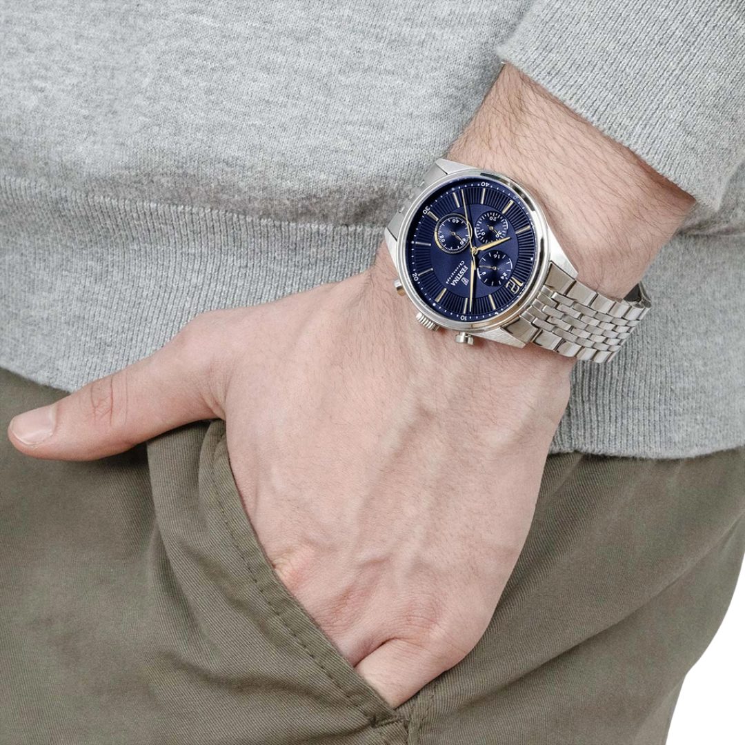 Festina Gents Stainless Steel Chronograph Navy Dial Watch - Image 4