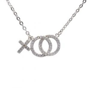 First Communion Cubic Zirconia Circle And Cross Pendant