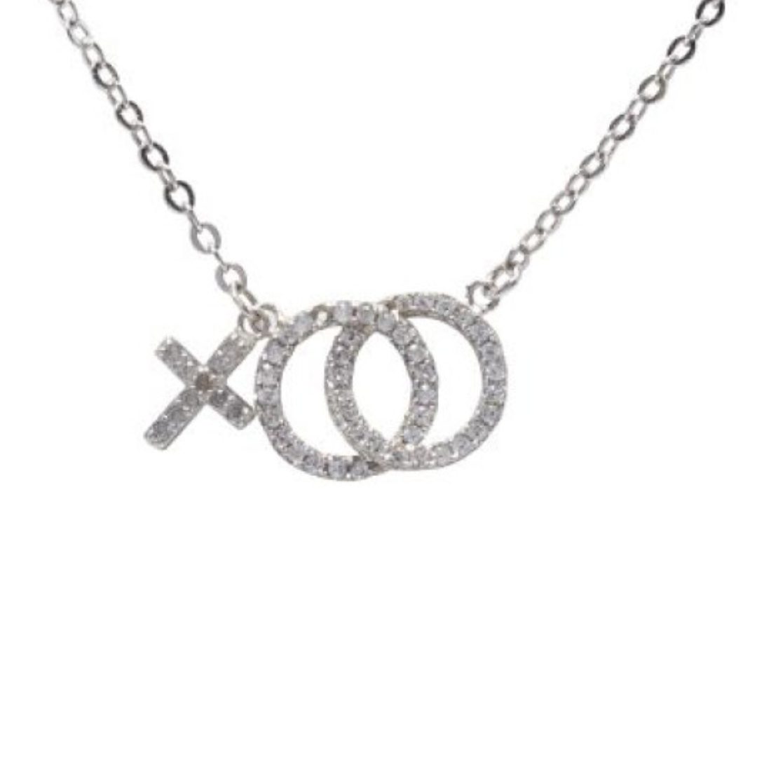 First Communion Cubic Zirconia Circle And Cross Pendant