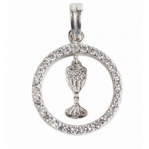 First Communion Cubic Zirconia Chalice Pendant