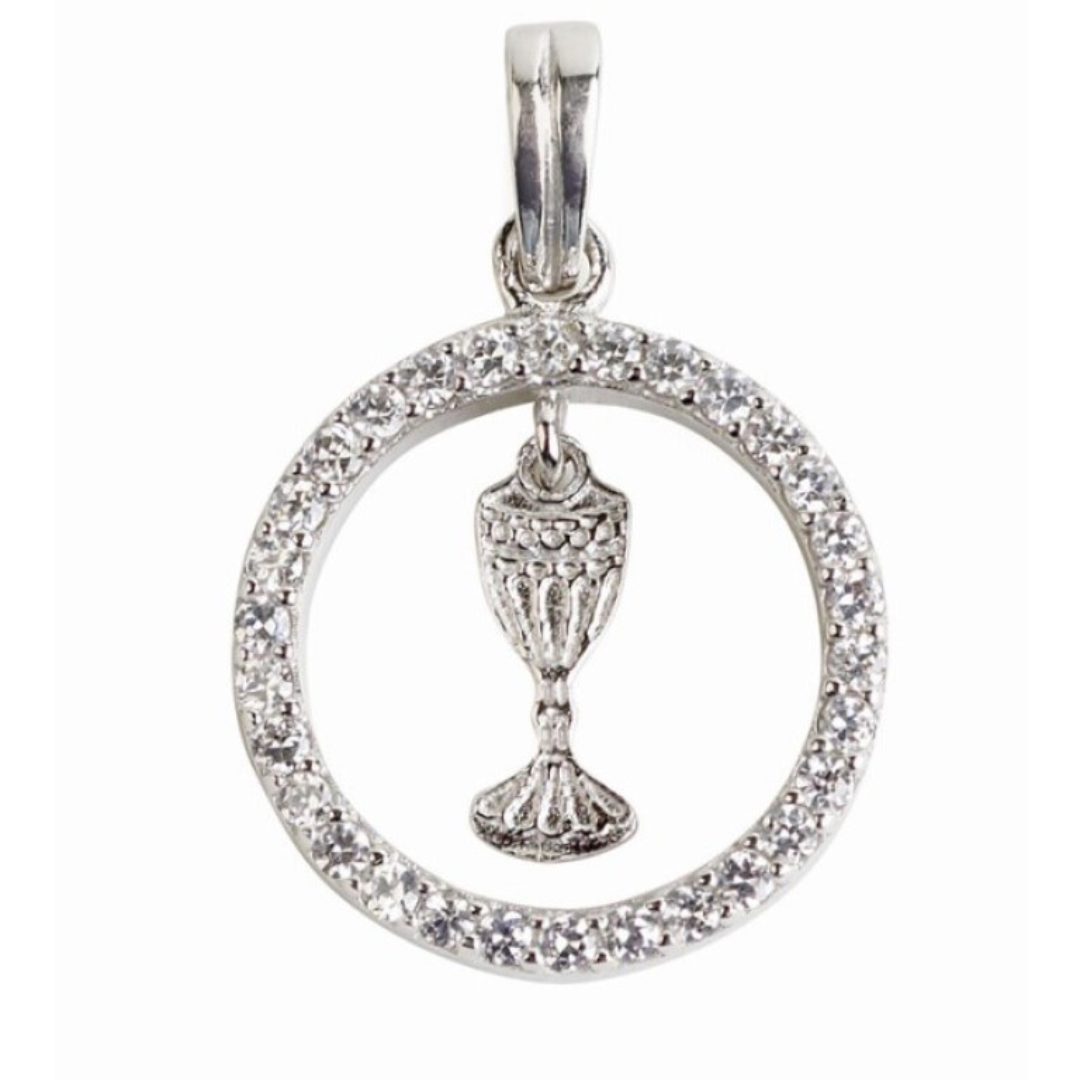 First Communion Cubic Zirconia Chalice Pendant