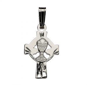 First Communion Chalice Celtic Cross Pendant