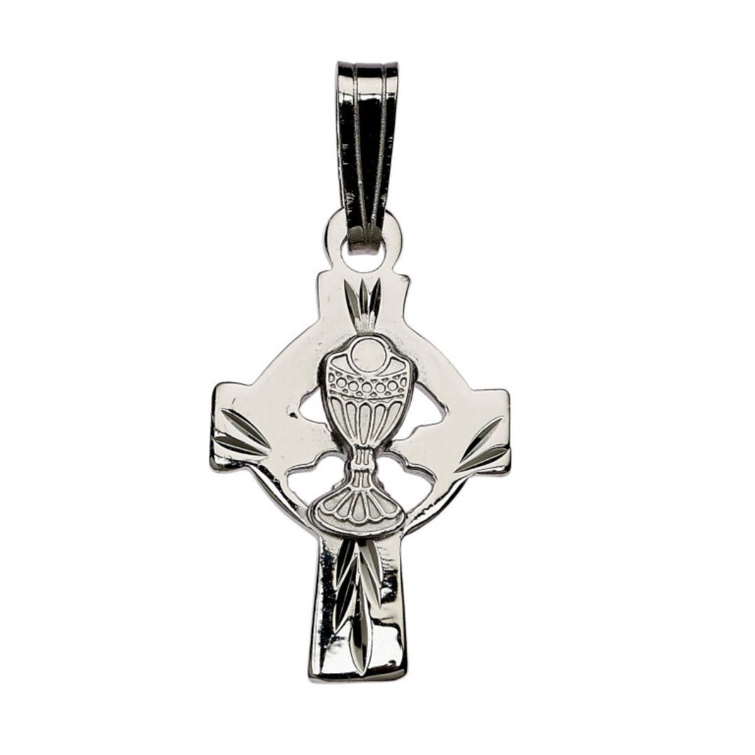 First Communion Chalice Celtic Cross Pendant