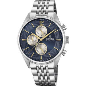 Festina Gents Stainless Steel Chronograph Navy Dial Watch