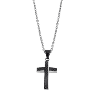 Lotus Gents Stainless Steel Chain With Black Cross