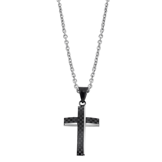 Lotus Gents Stainless Steel Chain With Black Cross