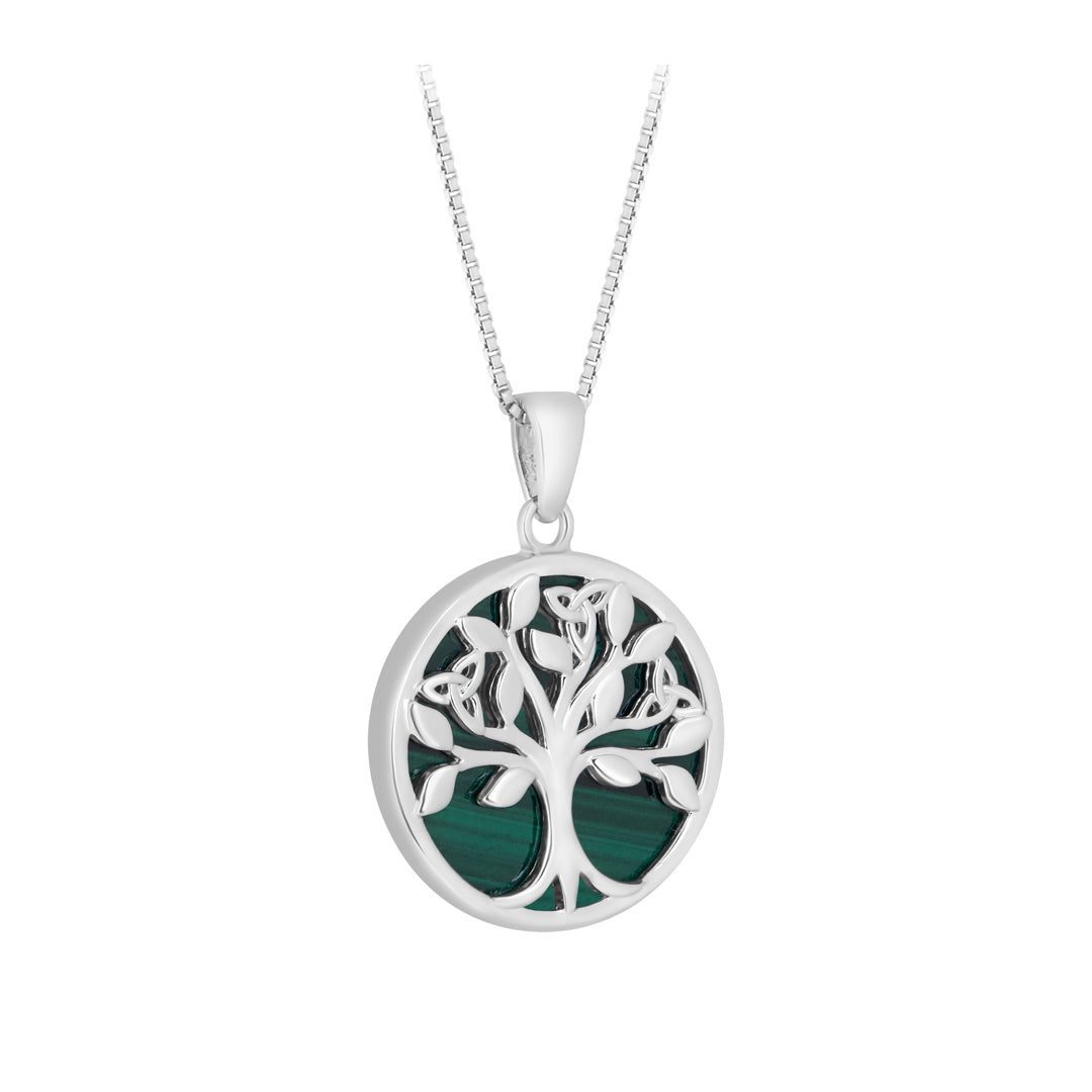 Solvar Silver Malachite Tree Of Life Necklace