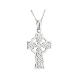 White Gold Celtic Cross Necklace