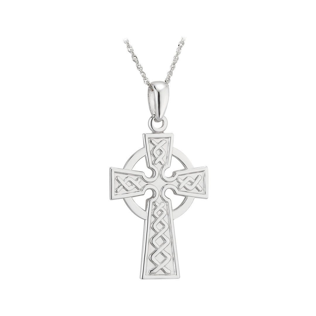 White Gold Celtic Cross Necklace