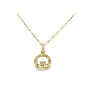 9k Mini Weave Claddagh Pendant