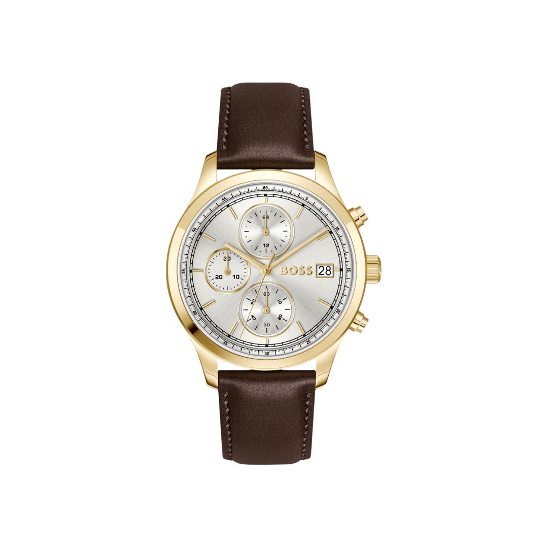BOSS Stratus Chronograph Leather Strap Watch