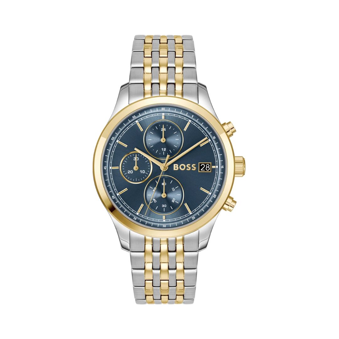 Boss Stratus Two Tone Chronograph Blue Dial Watch