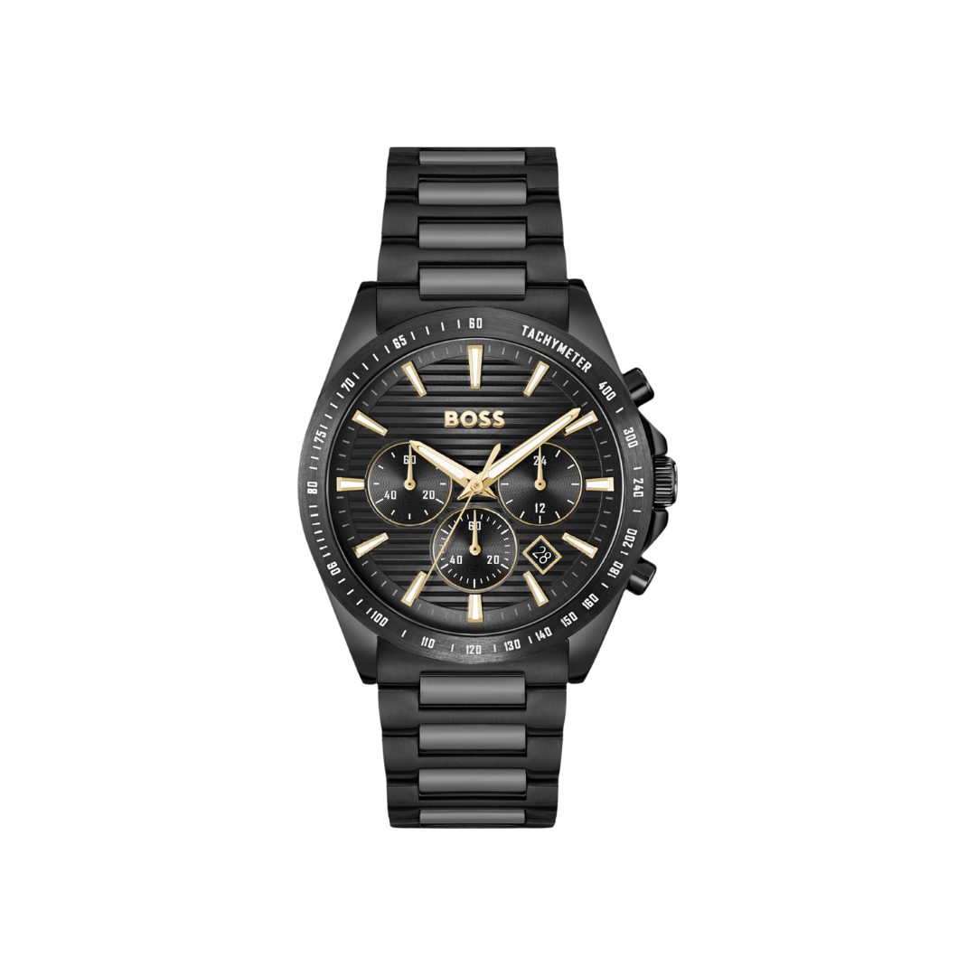 BOSS Strike Black Plated Tonal H-Link Watch