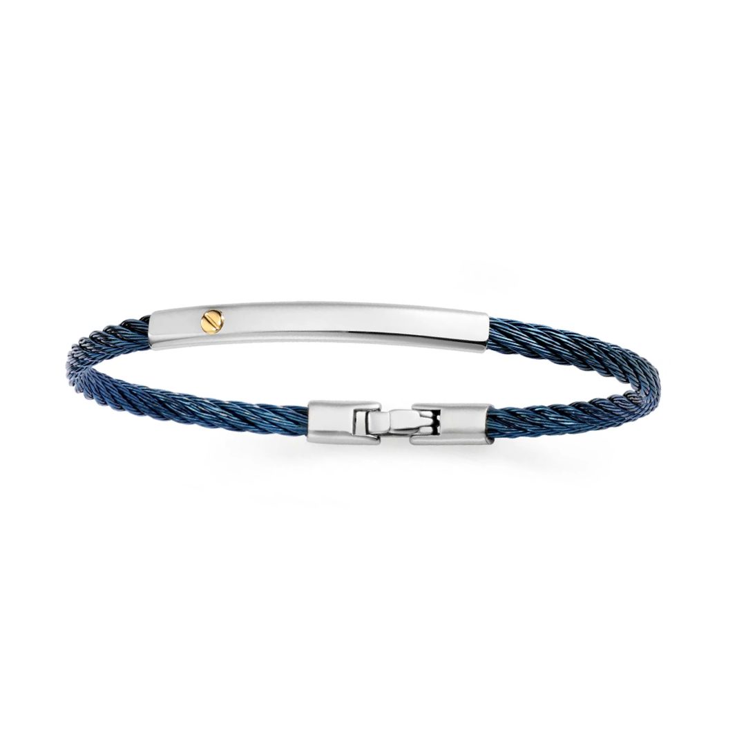 SALVATORE BERSANI B-Joy Blue Steel & Gold Accent Bracelet
