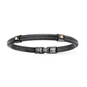 Salvatore Bersani B-Joy Black Steel & Rose Gold Detail Bracelet