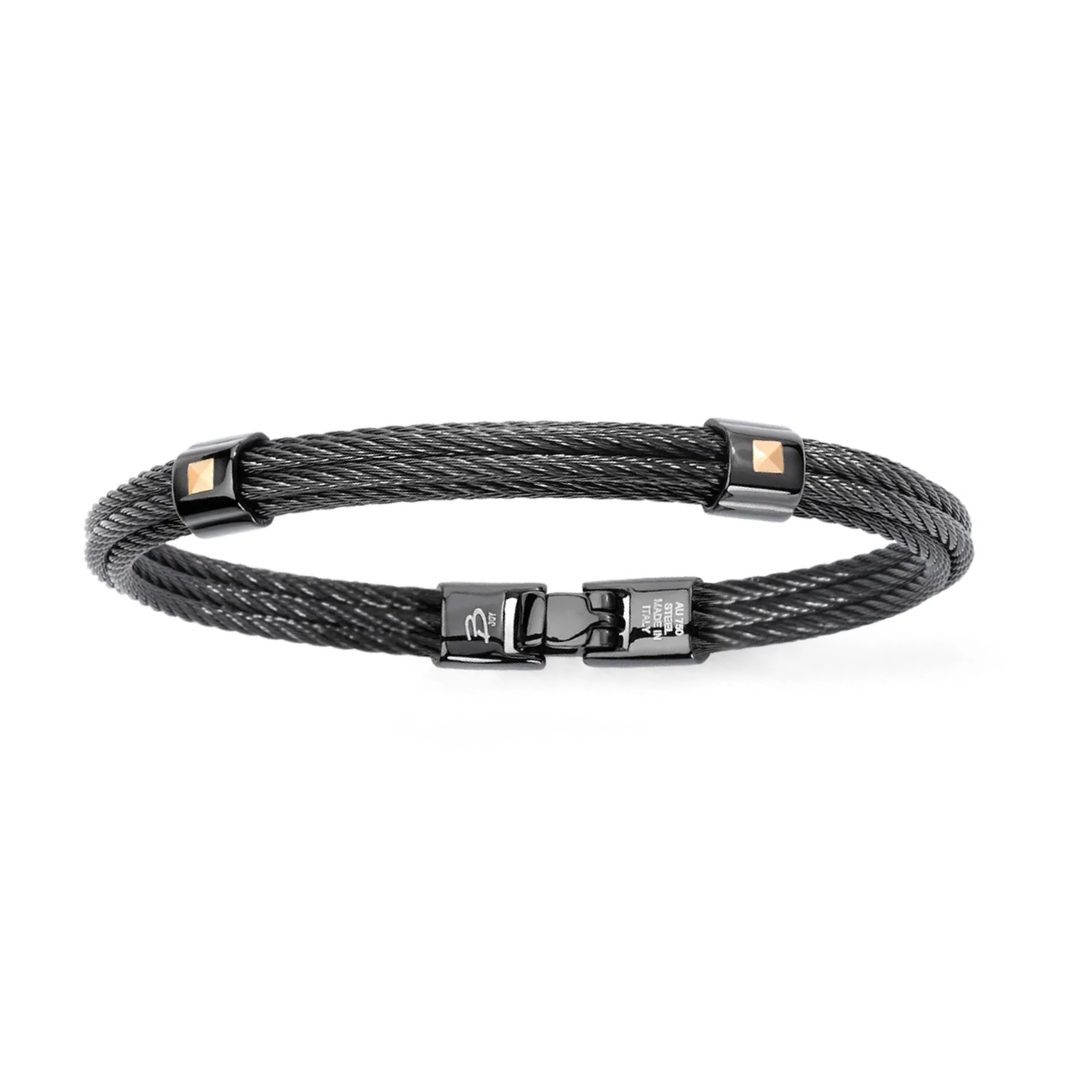 Salvatore Bersani B-Joy Black Steel & Rose Gold Detail Bracelet