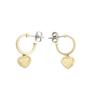 Tommy Hilfiger Gold-Plated Heart Charm Hoop Earrings