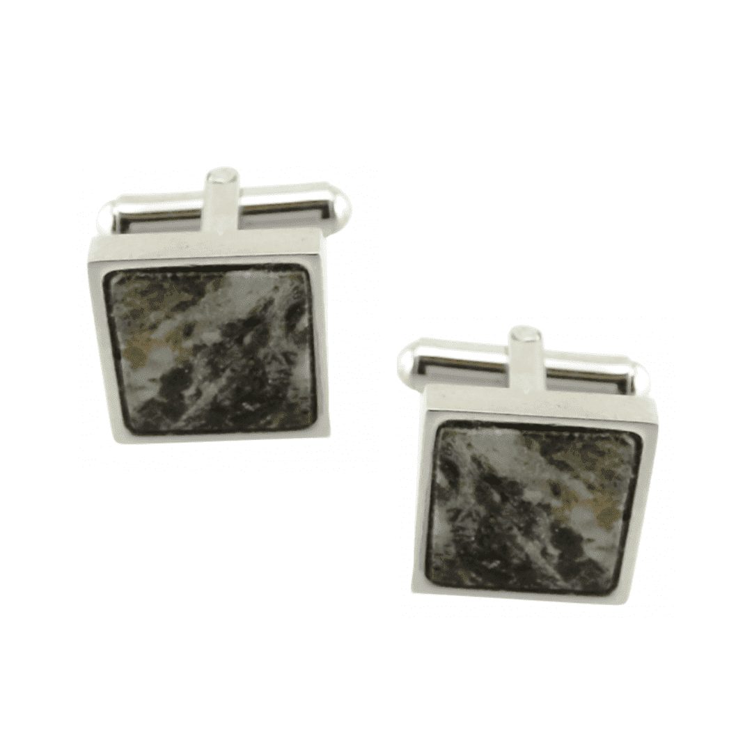 Silver Plated Connemara Marble Square Cuff Links - Image 3