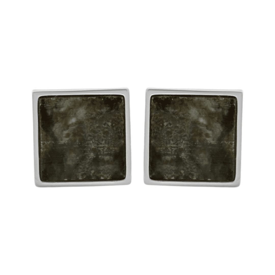 Silver Plated Connemara Marble Square Cuff Links - Image 2