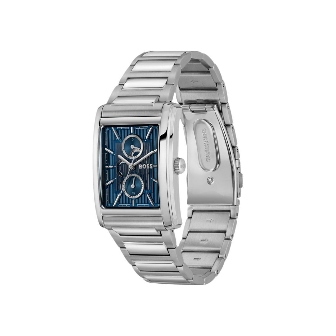 BOSS Principle Link Blue Textured Skeleton Dial Watch - Image 2