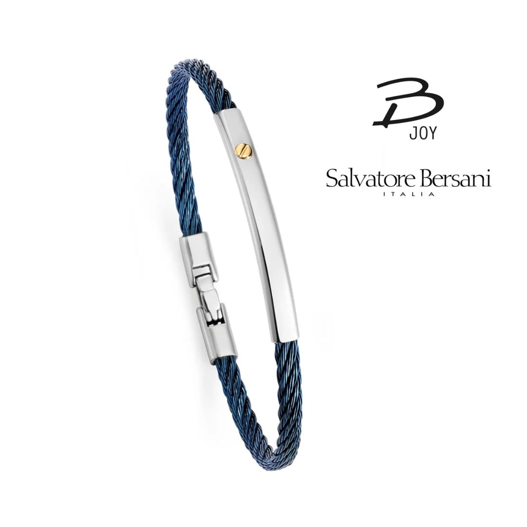 SALVATORE BERSANI B-Joy Blue Steel & Gold Accent Bracelet - Image 2