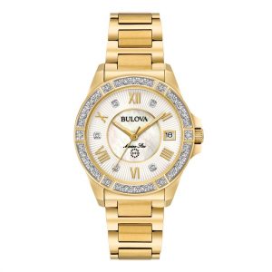 Bulova Diamond Marine Star Gold Tone Watch