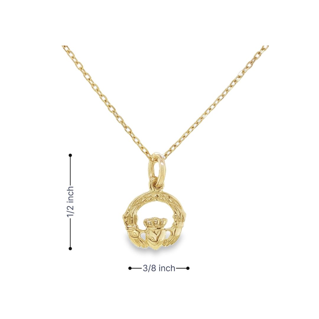 9k Mini Weave Claddagh Pendant - Image 3