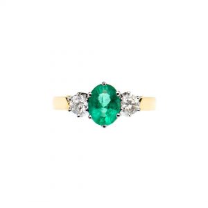 NEW2559124Emerald and Diamond 3 stone 18k gold-486-NEW-714