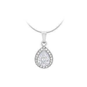Sterling Silver CZ Tear Drop Pendant