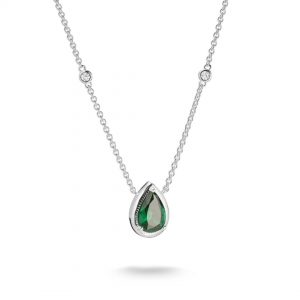 Thomas Sabo Silver Elyndra Necklace With Greeen Teardrop Stone