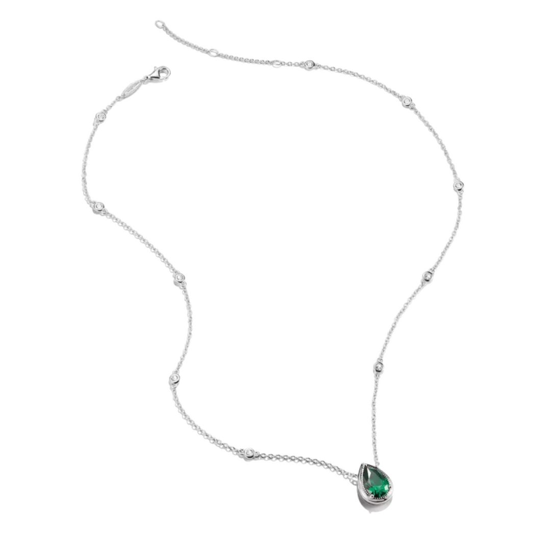 Thomas Sabo Silver Elyndra Necklace With Greeen Teardrop Stone - Image 2