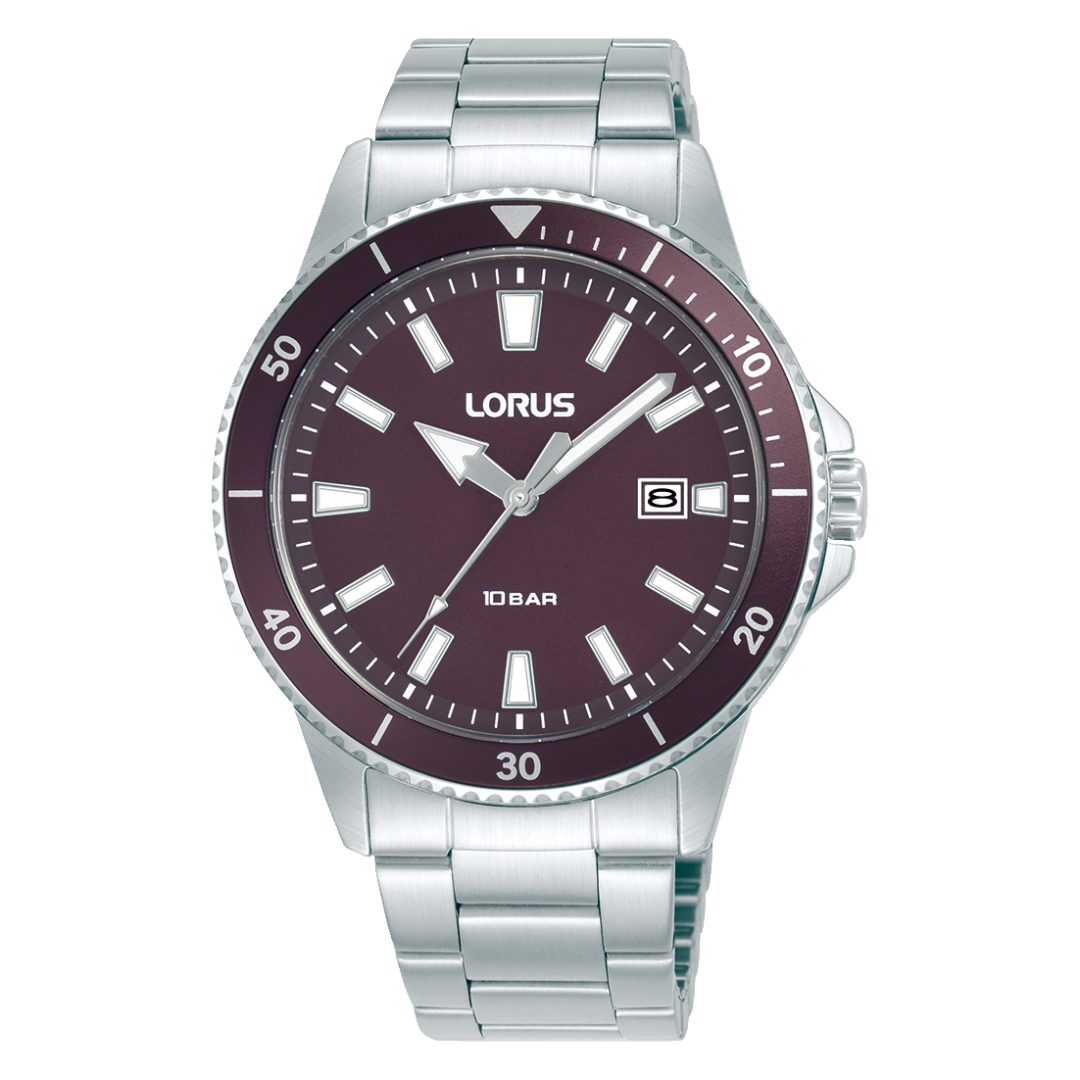 Lorus Gents Stainless Steel Purple Dial Watch