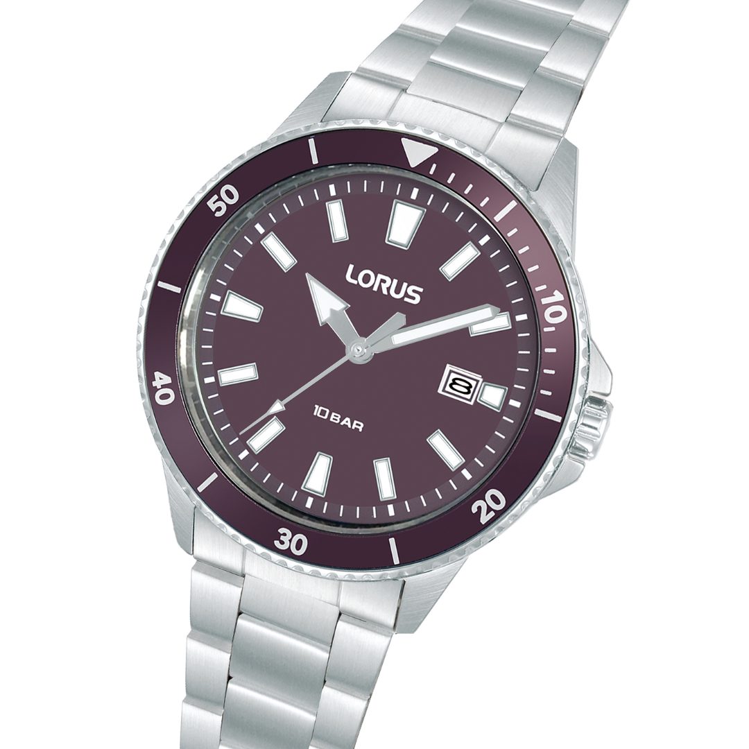 Lorus Gents Stainless Steel Purple Dial Watch - Image 2