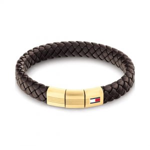 Tommy Hilfiger Gents Brown Chunky Leather Bracelet