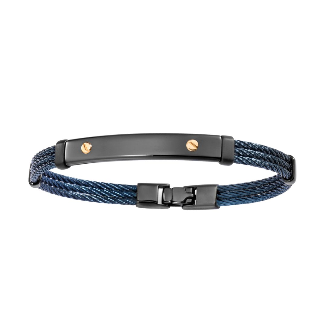 Salvatore Bersani B-Joy Black PVD & Steel Navy Strand Men’s Bracelet