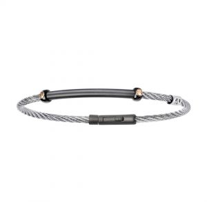 Salvatore Bersani Single Steel Cable Bracelet with Rose Gold