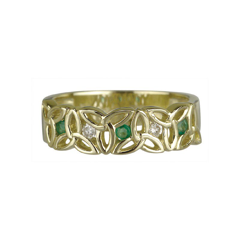 14K Gold Diamond & Emerald Trinity Knot Ring - Image 3