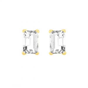 9K Gold Cubic Zirconia Radiant Stud Earrings