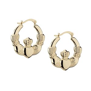 14K Gold Claddagh Medium Hoop Earrings