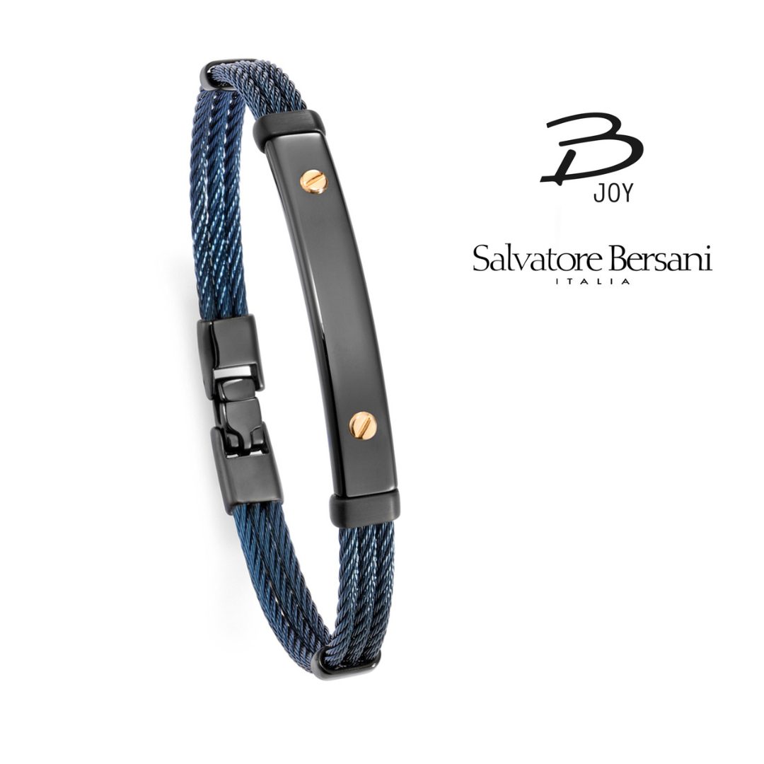 Salvatore Bersani B-Joy Black PVD & Steel Navy Strand Men’s Bracelet - Image 2