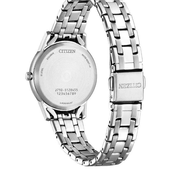 Citizen Silhouette Crystal White Dial Blue Marker Bracelet Watch - Image 2