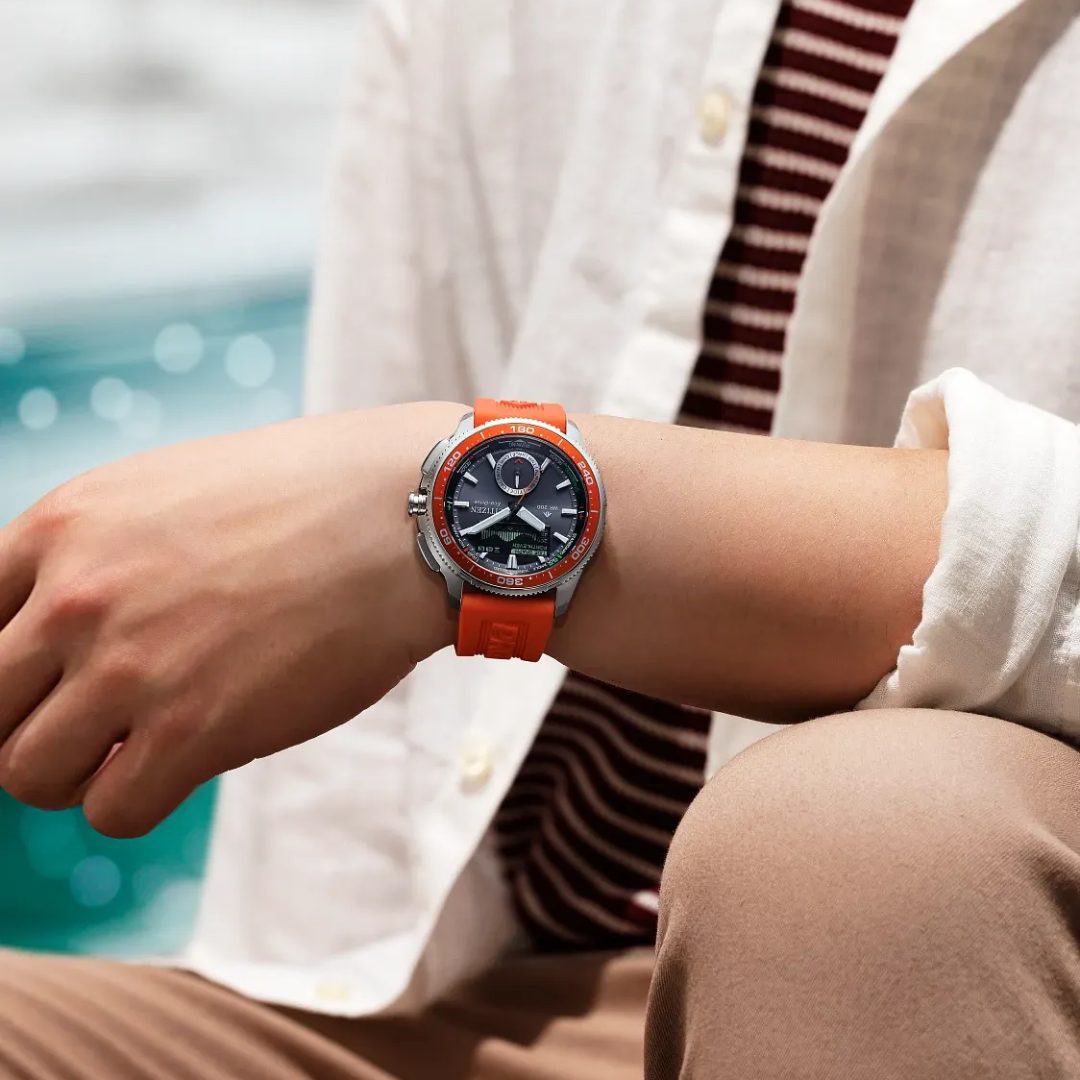 Citizen Gents Promaster Wavetracker Orange Strap Watch - Image 5