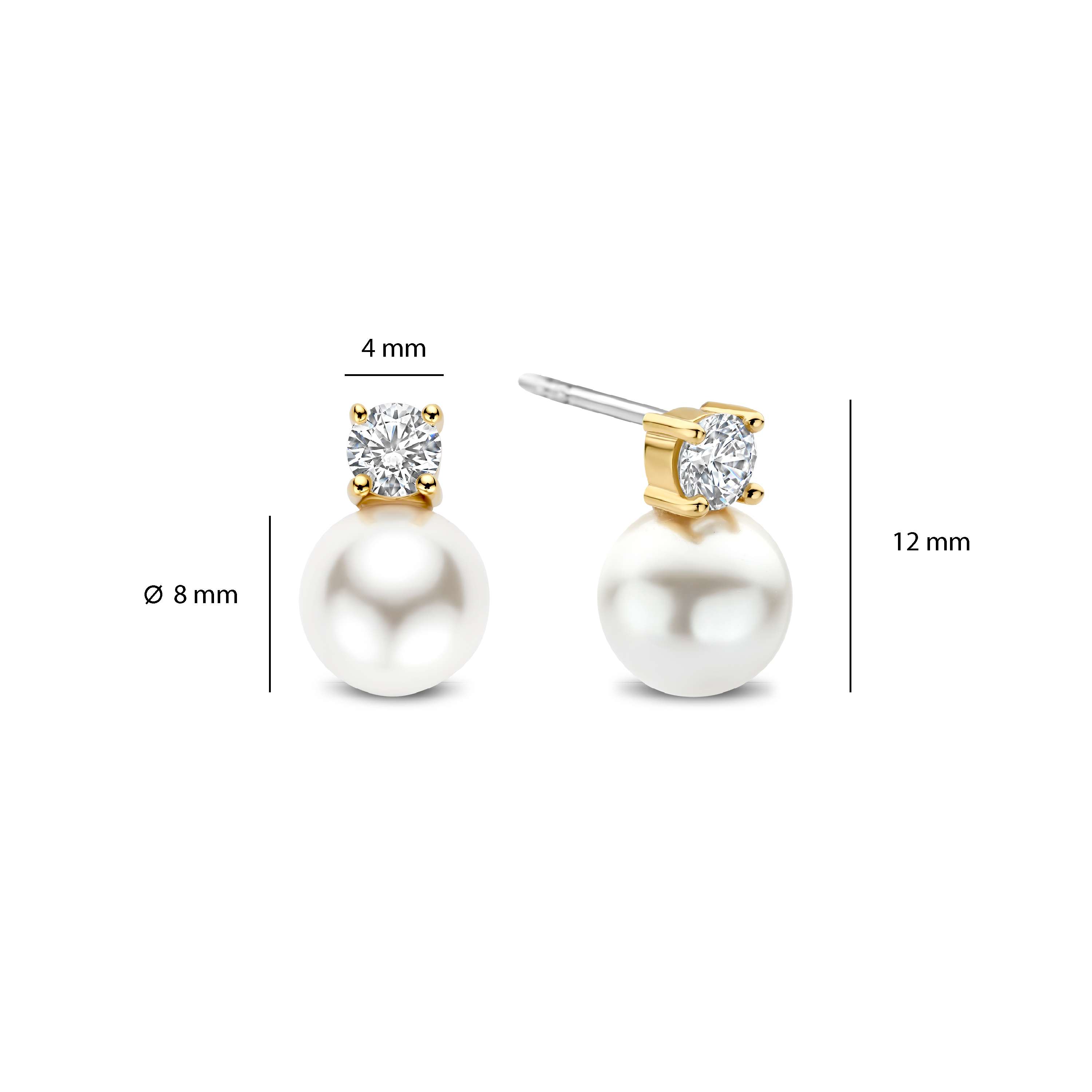 Ti Sento Gilded Silver Cubic Zirconia And Pearl Earrrings - Image 4