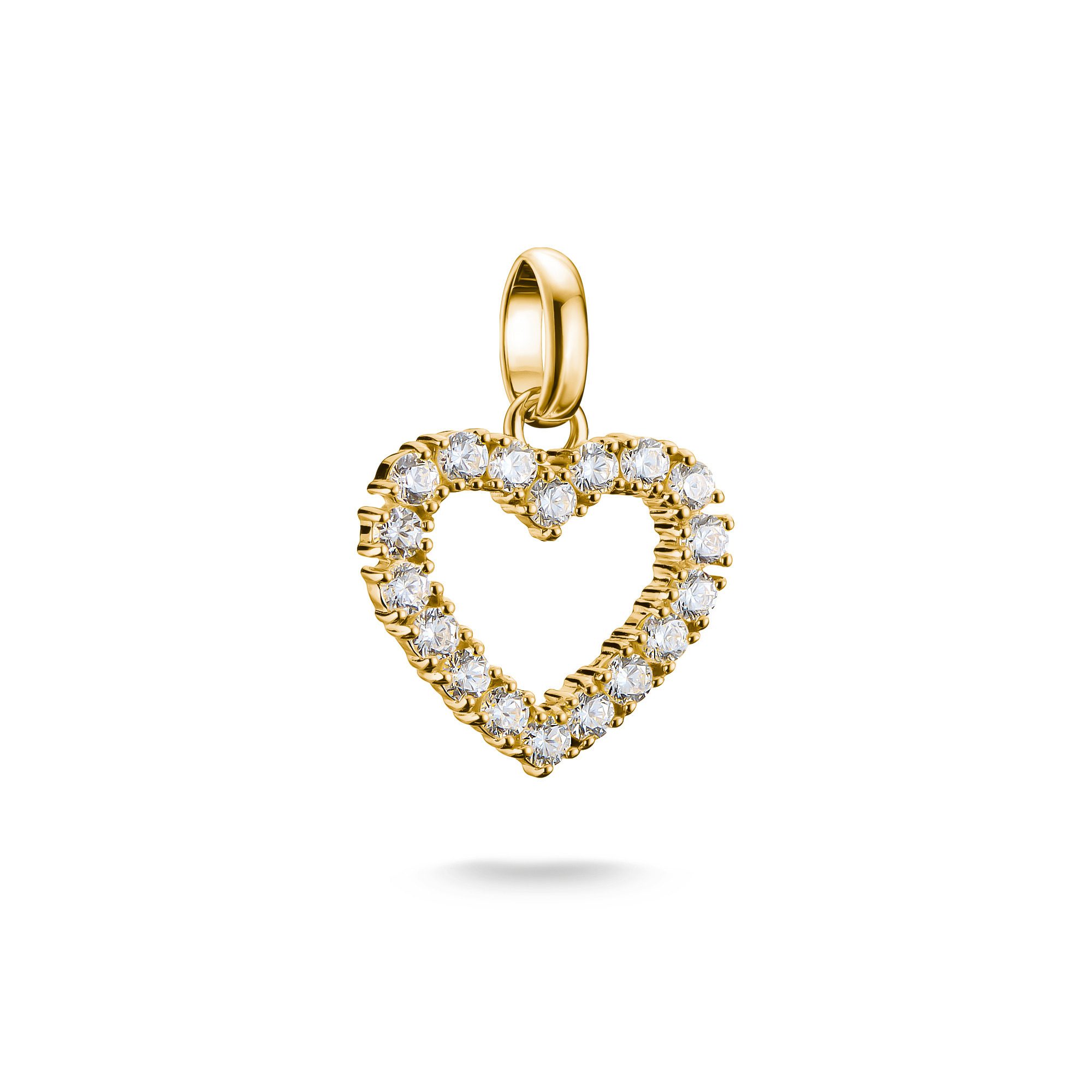 THOMAS SABO Gold Plated Heart With White Stones Charm Pendant