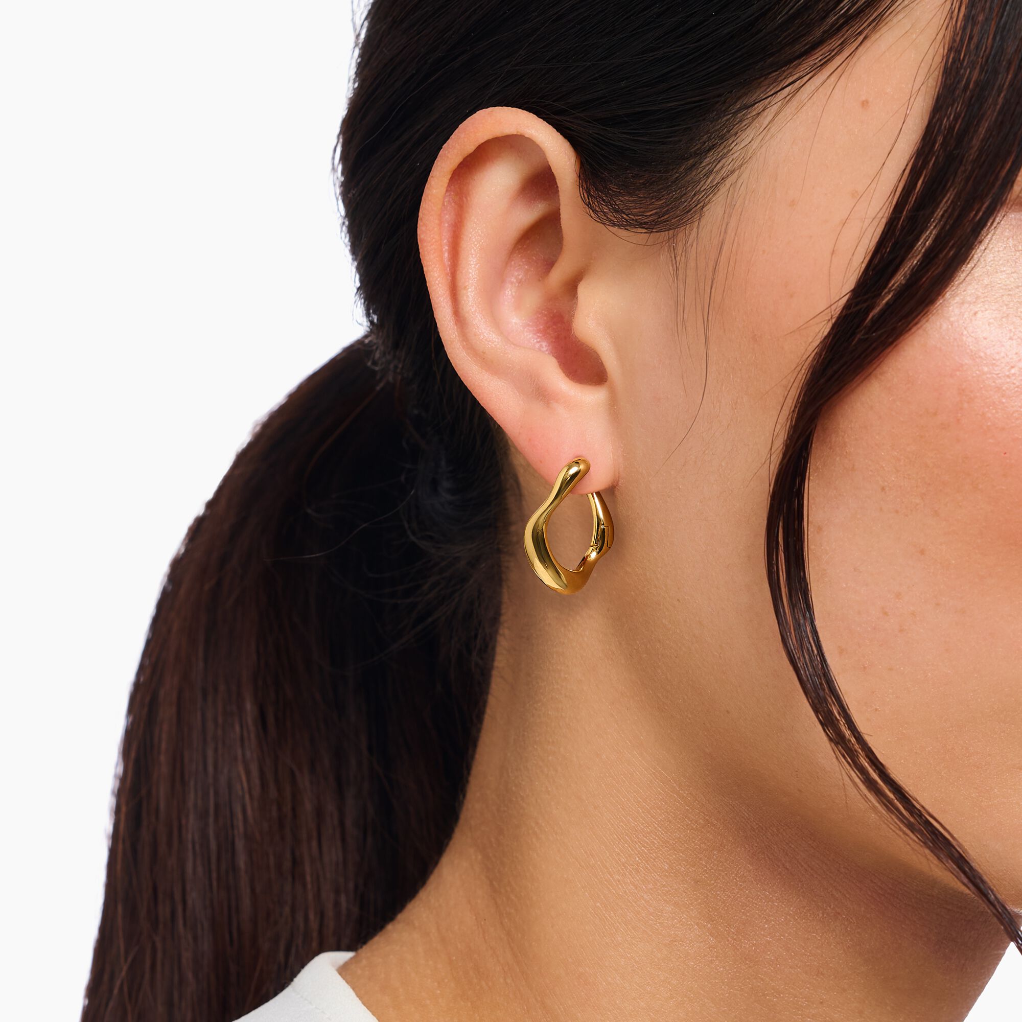 THOMAS SABO Natural Beauty Gold Plated Hoop Earrings - Image 3